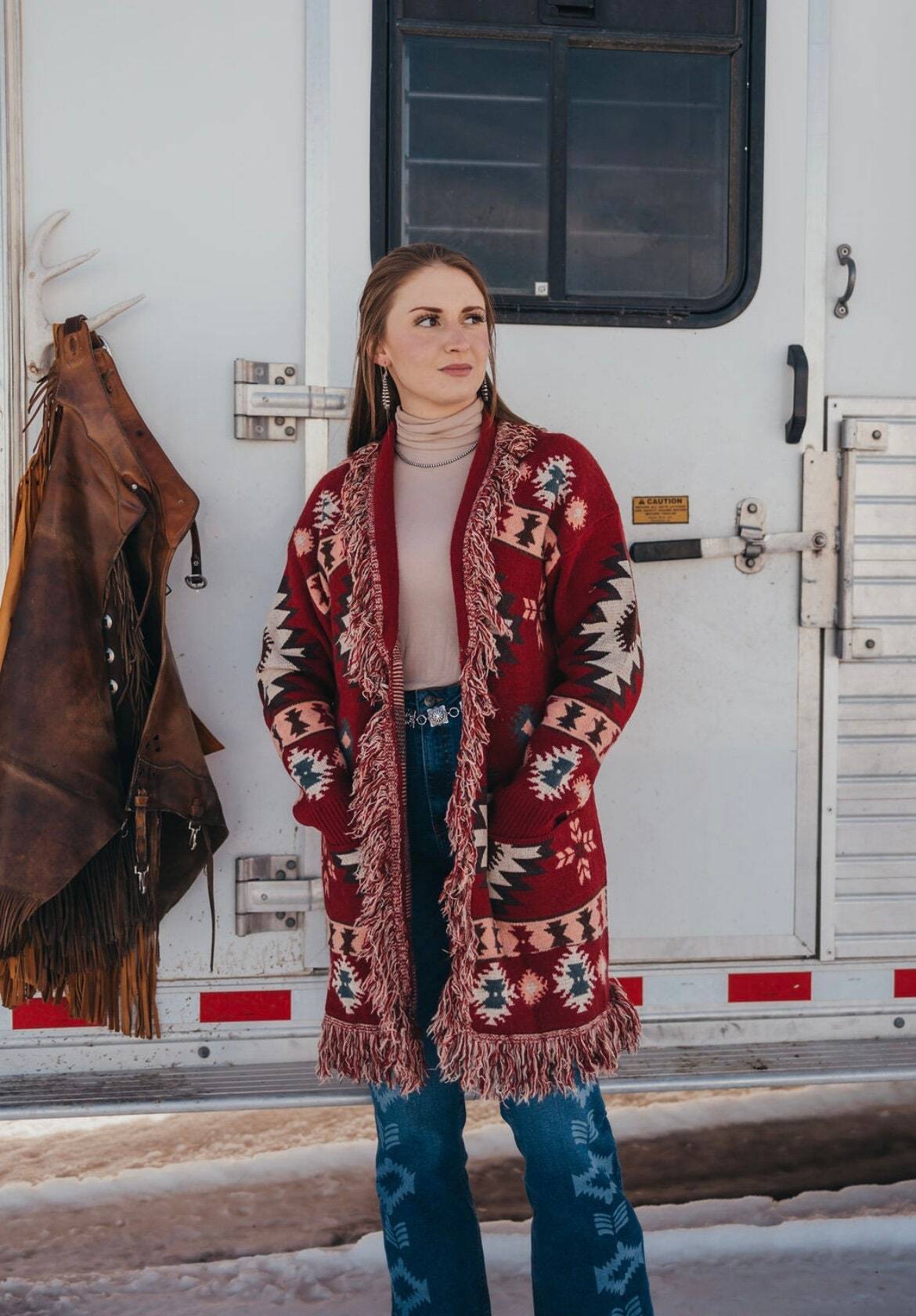 Aztec fringe cardigan discount